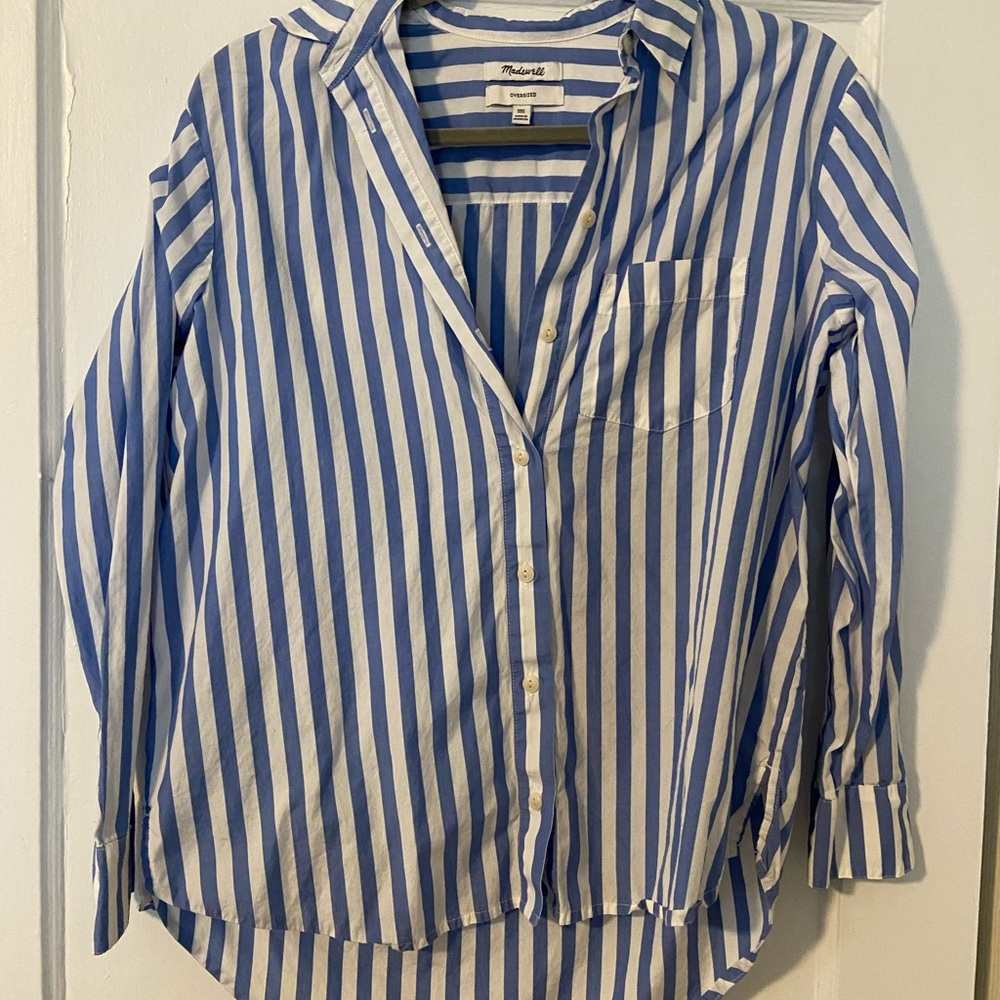 Madewell Blue and White Striped Shirt